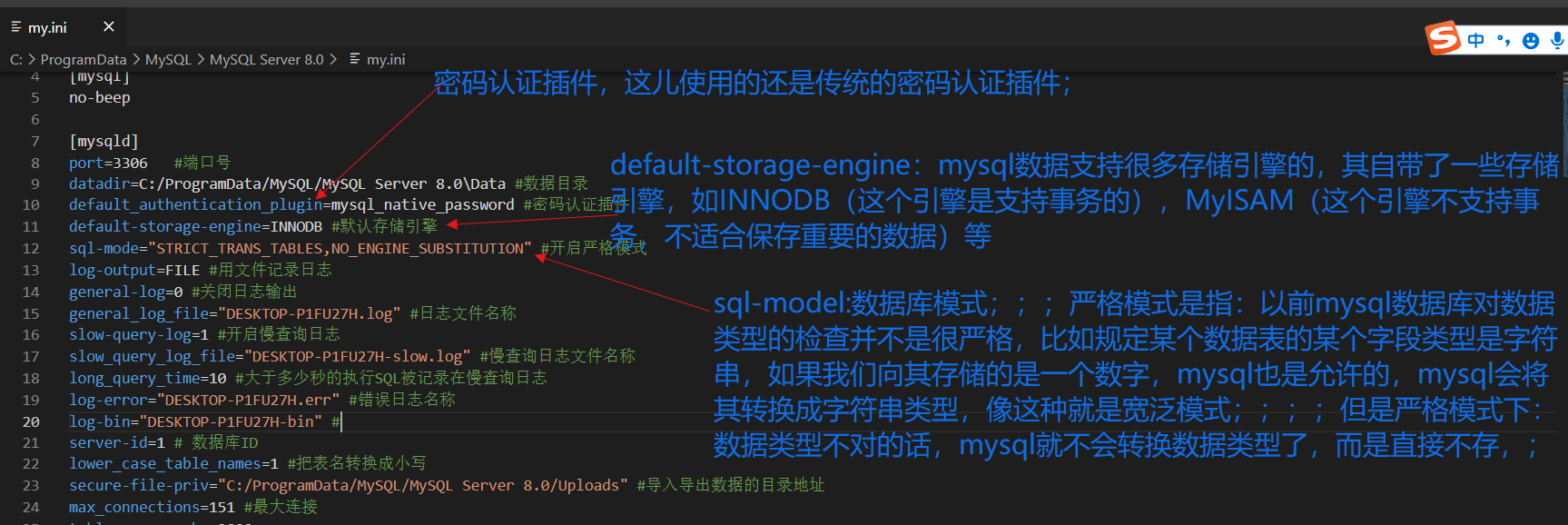 MySQL介绍五：MySQL配置文件my.ini，部分配置项介绍；（这篇博客很重要！！！）_my.ini文件内容CSDN博客