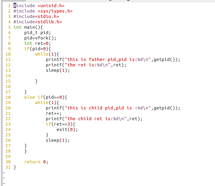 LINUX process created vfork - Programmer Sought