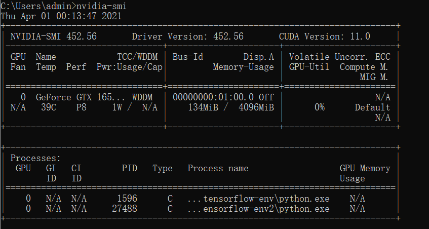 win10 getforce gtx 1650 ti cuda11.0.228 cudnn x64 v8.0.2.39 tensorflow gpu2.4.1 pytorch1.8.1 三