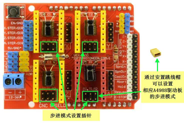 arduino-cnc-電機擴展板步進設置插針