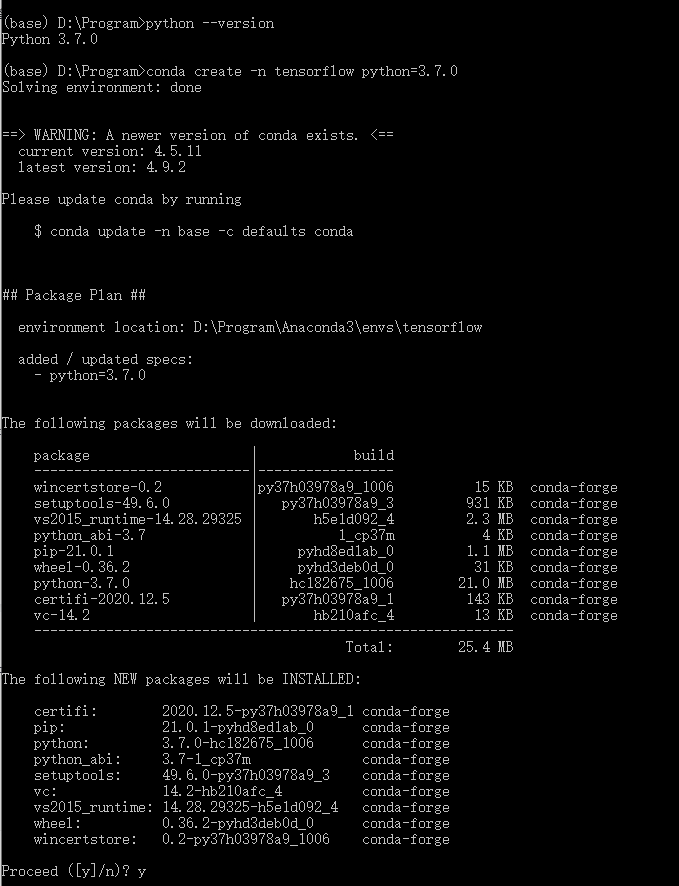 activate tensorflow 失败：Could not find conda environment: tensorflow 的解决