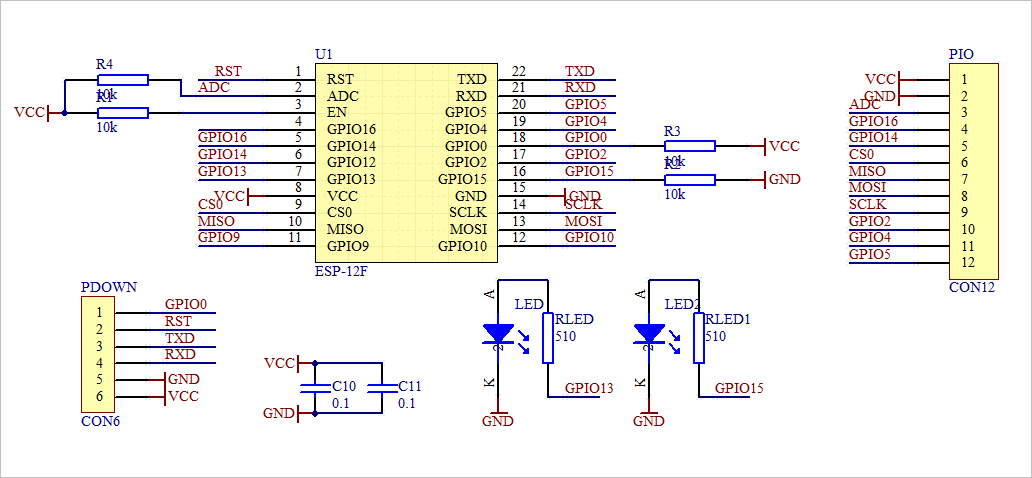 ▲ 图1.1.2  ESP-12F实验板电路图