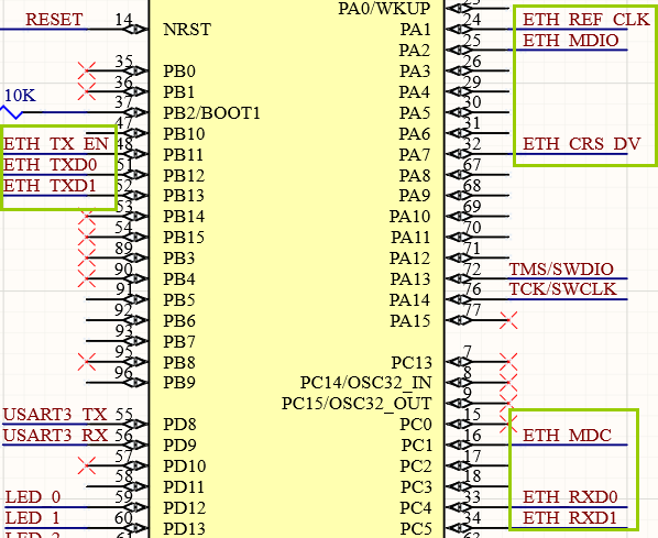 hr91105a 带网口座phy芯片:lan8720a主控:stm32f407vet6