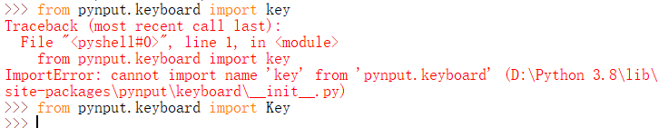 ImportError: cannot import name ‘key‘ from ‘pynput.keyboard‘解决方法_cannot ...