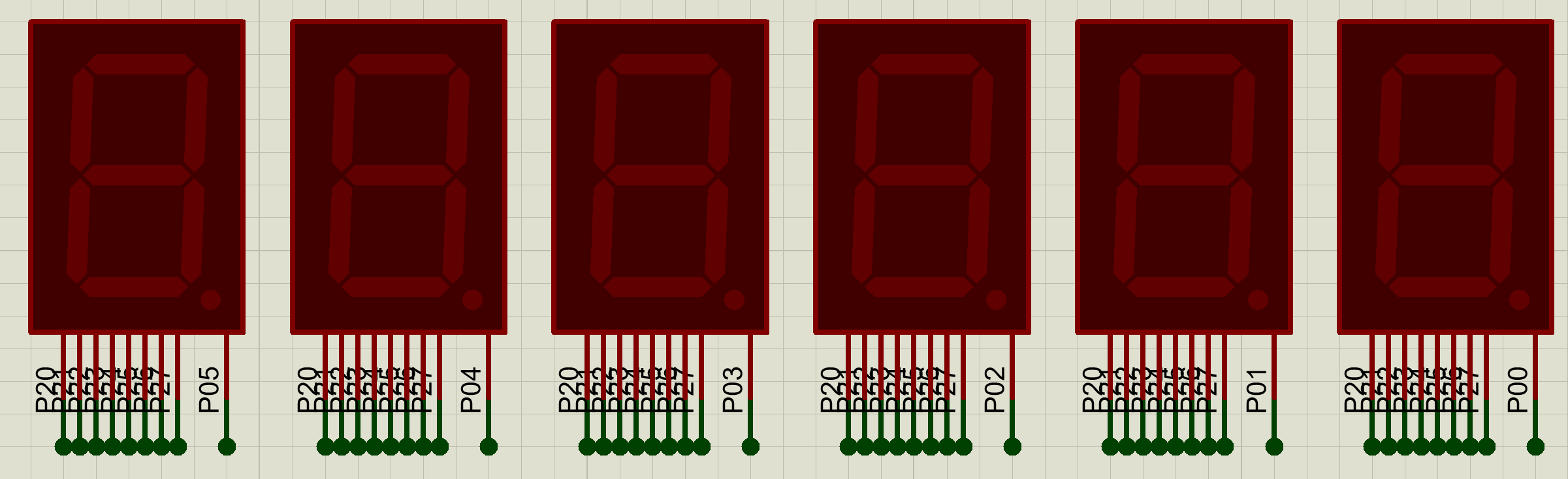 这样将所有的公共端用gpio控制,不再像静态显示那样,公共端接电源.