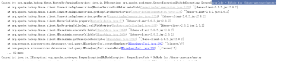 java操作hbase报错：KeeperErrorCode=NoNode for /hbase-unsecure/master