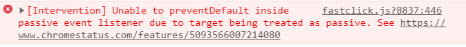 [Intervention] Unable to preventDefault inside passive event listener due to target being treated as passive. See https://www.chromestatus.com/features/5093566007214080