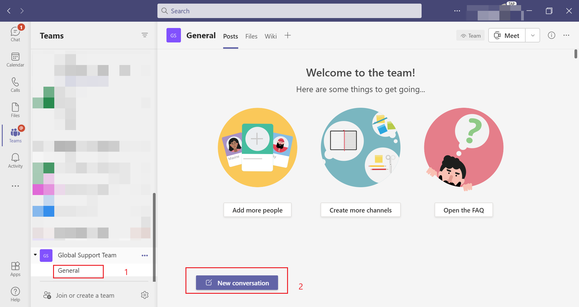 创建Teams组并与成员发起组对话