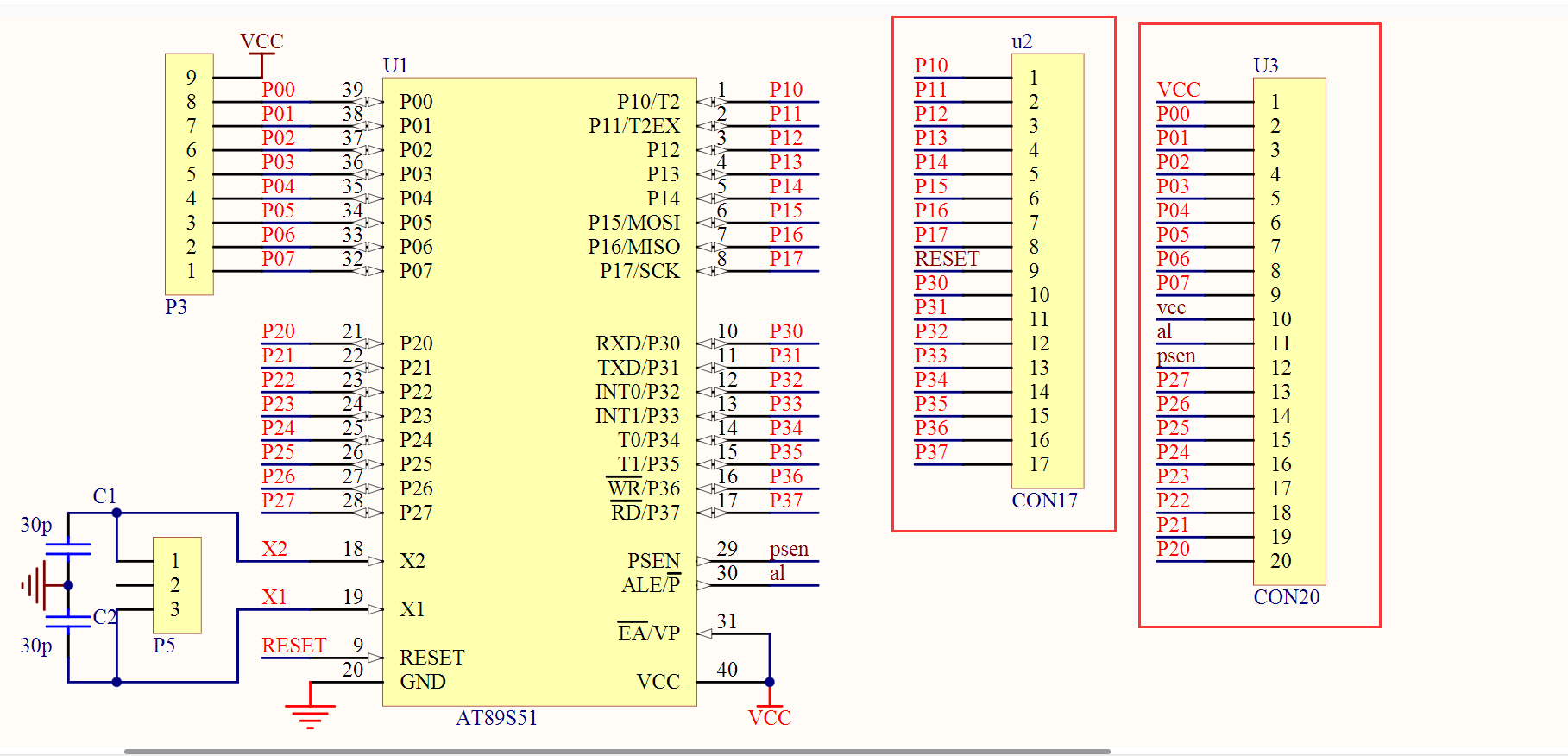 51最小系统板原理图