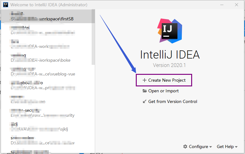点击创建新项目