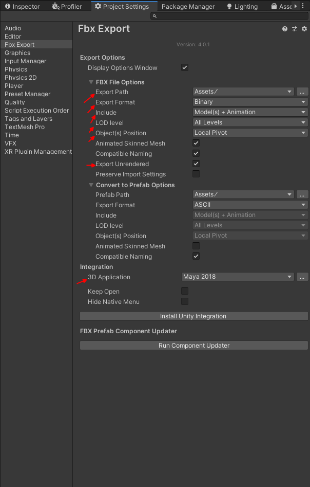 unity fbx exporter given key not found