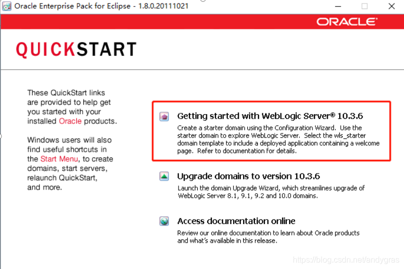 选择Geting started with WebLogic Server 10.3.6