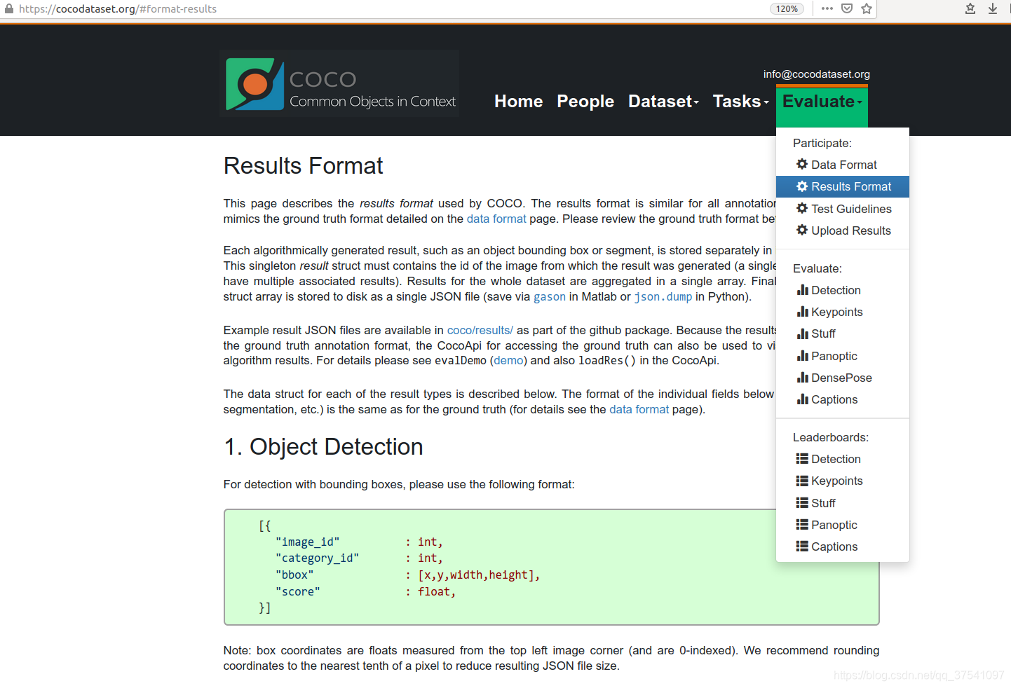 coco results format