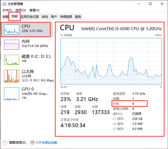 windows查看电脑cpu是几核