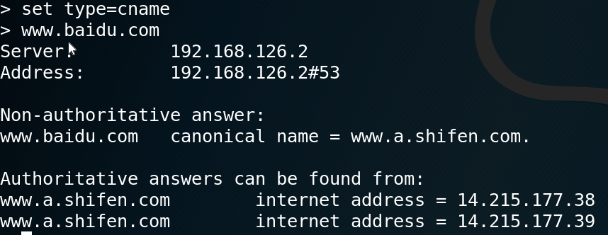 kalilinux中nslookup指令的使用方法5