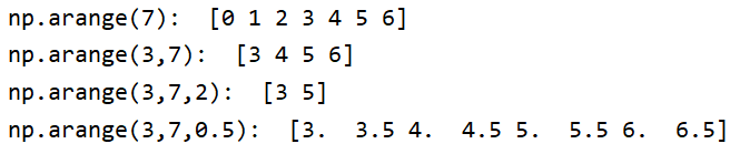 numpy库常用函数——np.arange()函数