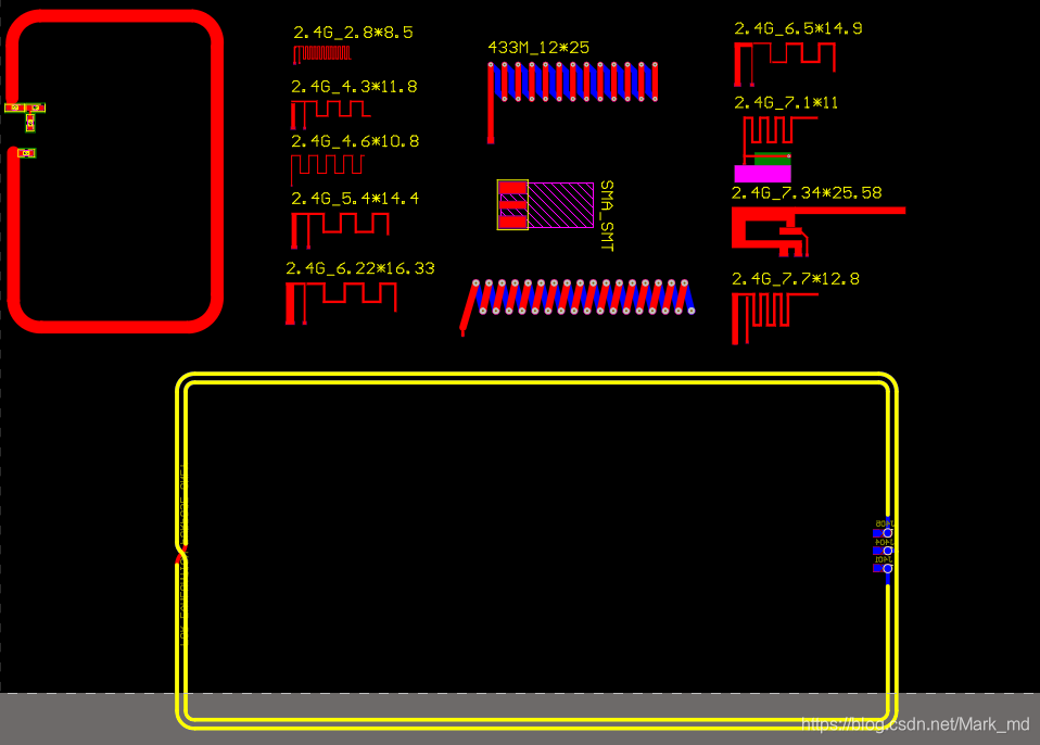 分享免费的24g板载pcb天线封装adwifi天线gsm天线433m天线