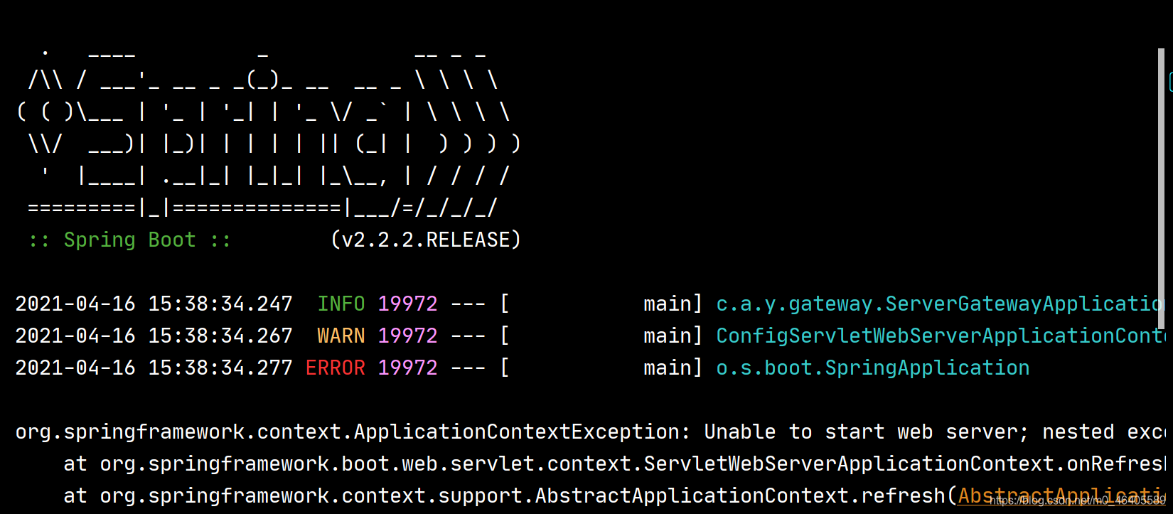 SpringBoot 启动报错 “Unable to start ServletWebServerApplicationContext due ...