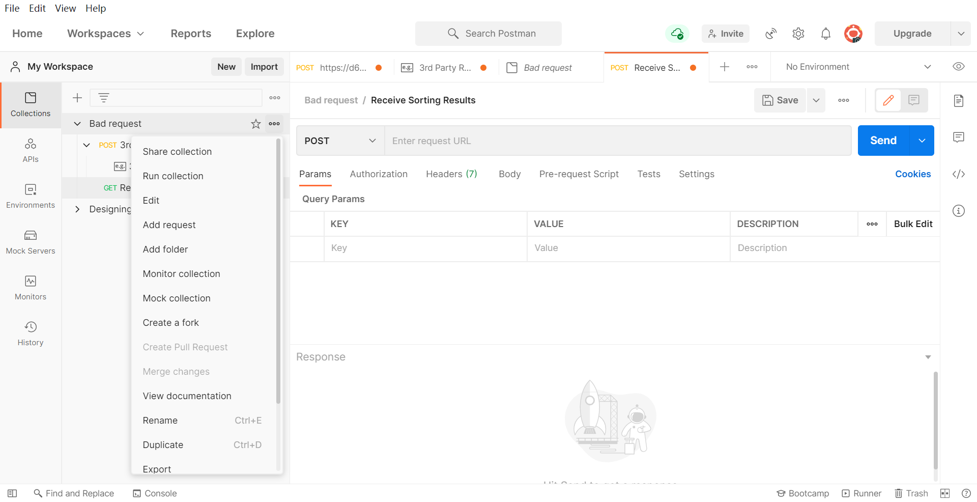 右侧moreaction，Add request