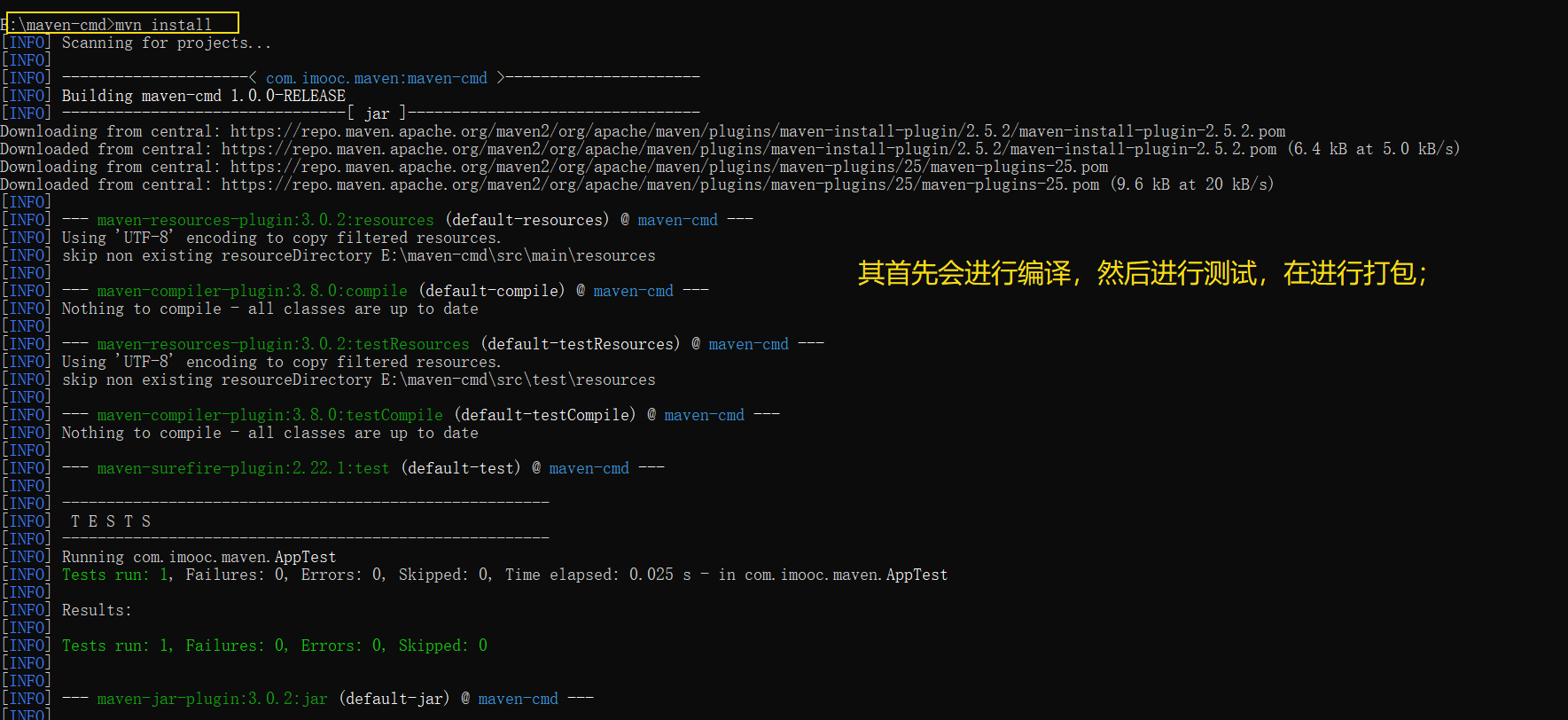 Maven九：Maven的常用命令（底层：mvn archetypegenerate；mvn compile；mvn test；mvn