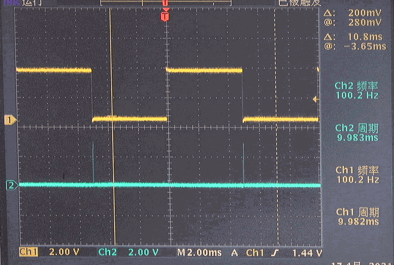 ▲ 光电管的另外一端随着遮挡不同对应的波形变化