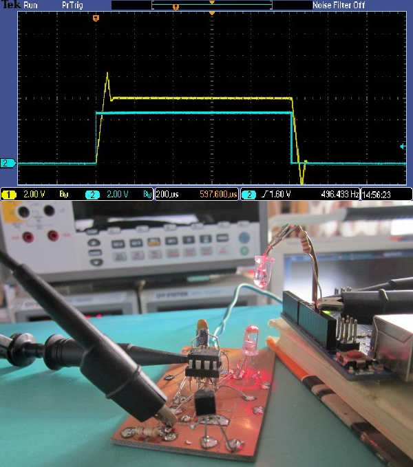 ▲ LED作为光敏二极管的动态特性