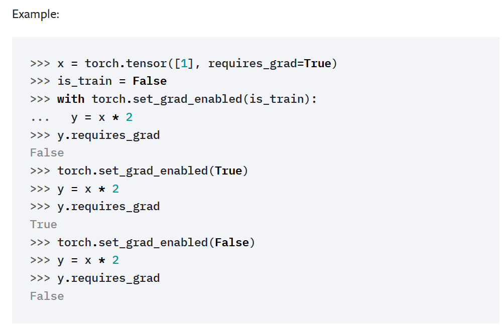 class torch.autograd.set_grad_enabled(mode bool)的使用举例_set grad enabled
