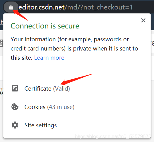 chrome浏览器点击url前面小锁查看证书