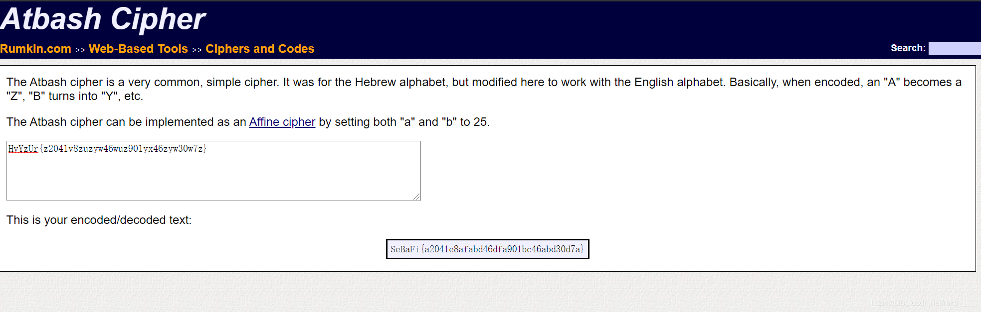 CTF-密码学-Atbash Cipher_atbash ctf-CSDN博客