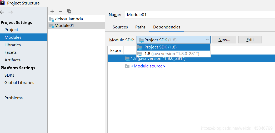 需要改第2处：Modules-->Dependencis