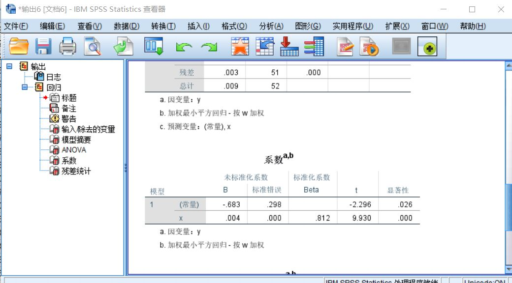 SPSS基础操作(一)：用幂指数型的权函数建立加权最小二乘回归方程