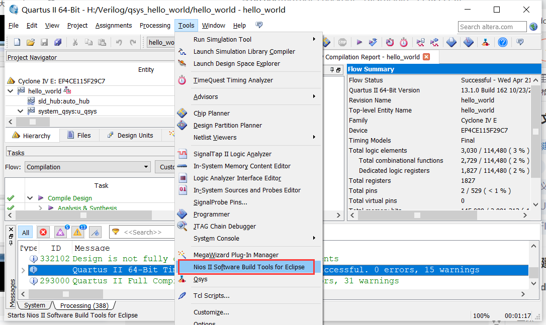 基于Nios II的hello world_利用nios ii跑一个hello worldCSDN博客
