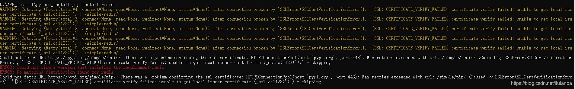 Could not fetch URL https://pypi org/simple/pip/: There was a problem Could not fetch URL https://pypi org/simple/pip/: There was a problem