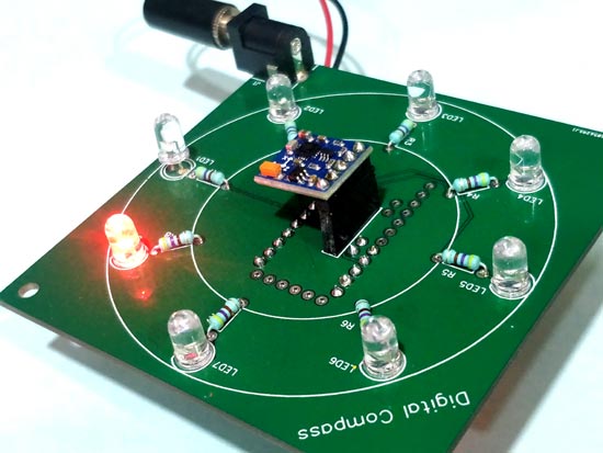 使用Arduino和HMC5883L磁力计的数字罗盘