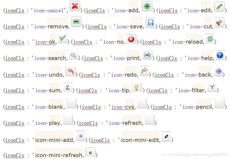 easyui iconCls属性值