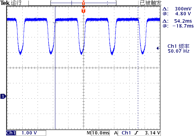 ▲ 达林顿管集电极电压波形