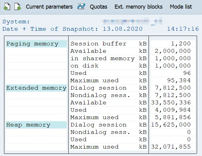 ABAP 如何通过RSMEMORY REPORT 临时修改内存设置 SAP