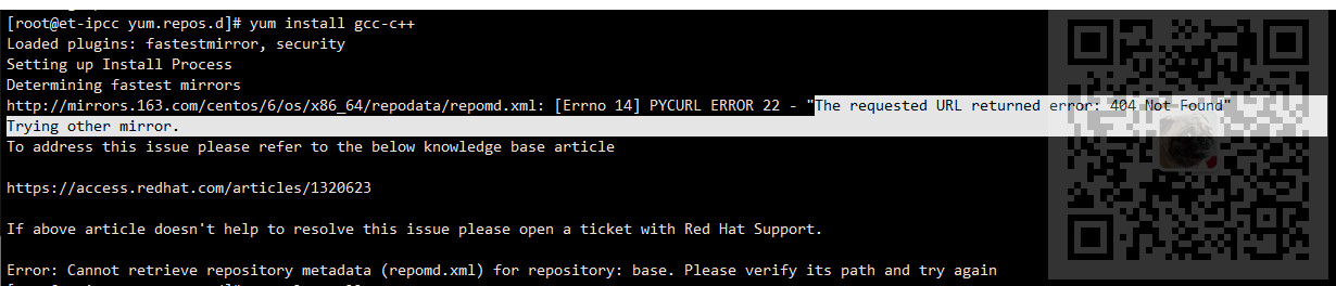 CentOS6在使用yum install 时提示镜像源路径不存在:PYCURL ERROR 22 - “The requested URL returned error: 404 Not Found