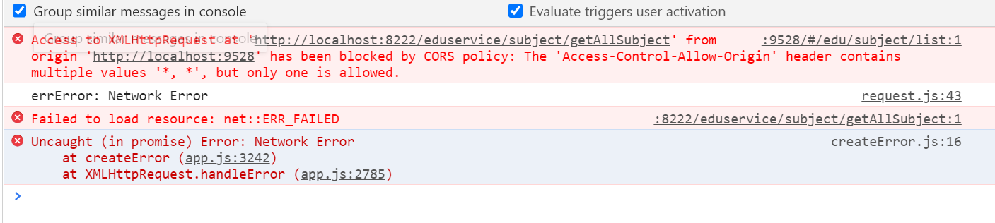 Access to XMLHttpRequest at ‘http://localhost:8222/eduservice/subject/getAllSubject‘ from origin ‘ht