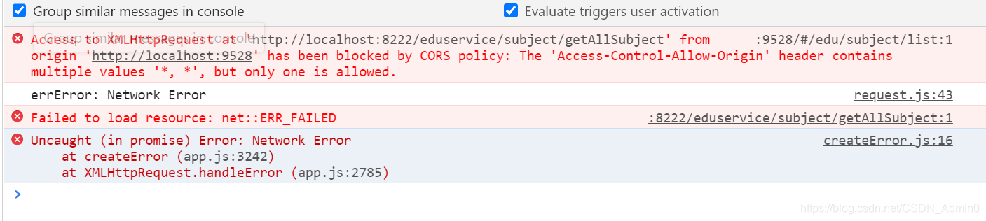 Access to XMLHttpRequest at ‘http://localhost:8222/eduservice/subject/getAllSubject‘ from origin ‘ht