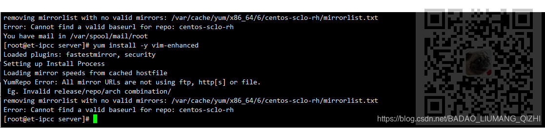 CentOS6.9中使用yum install时提示:Cannot find a valid baseurl for repo: centos-sclo-rh