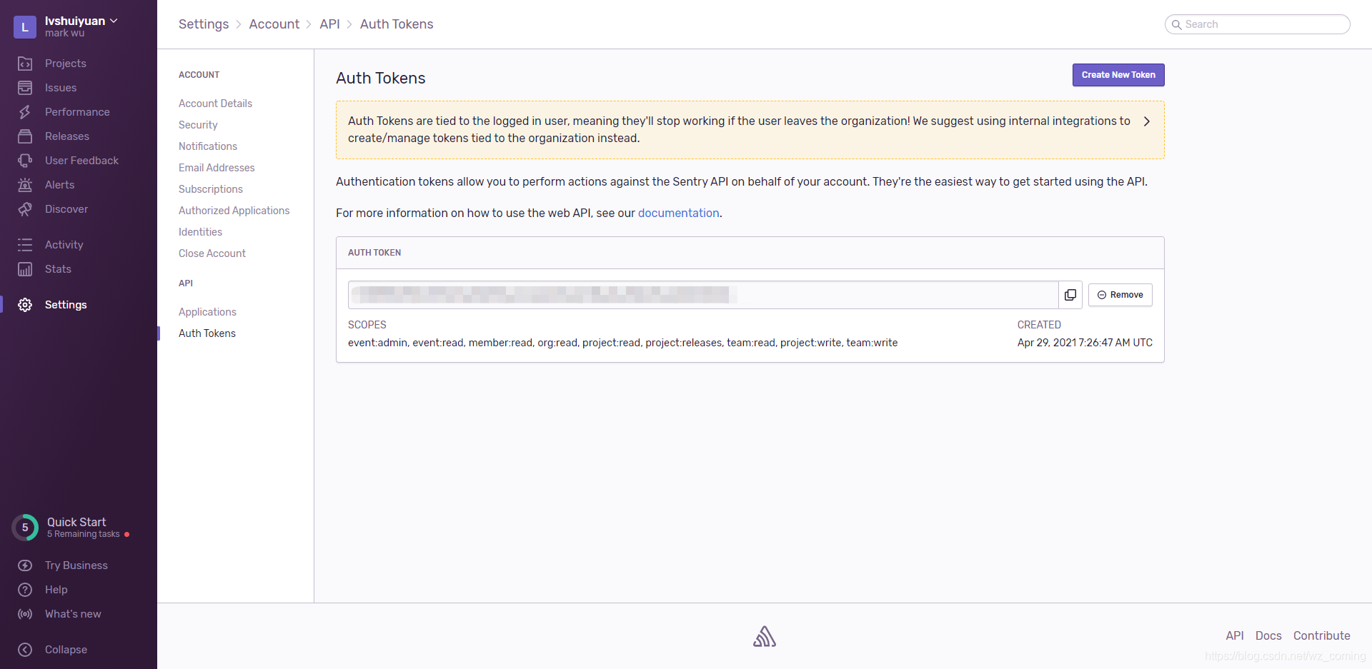 Sentry 获取API Token_sentry的 token如何获取-CSDN博客