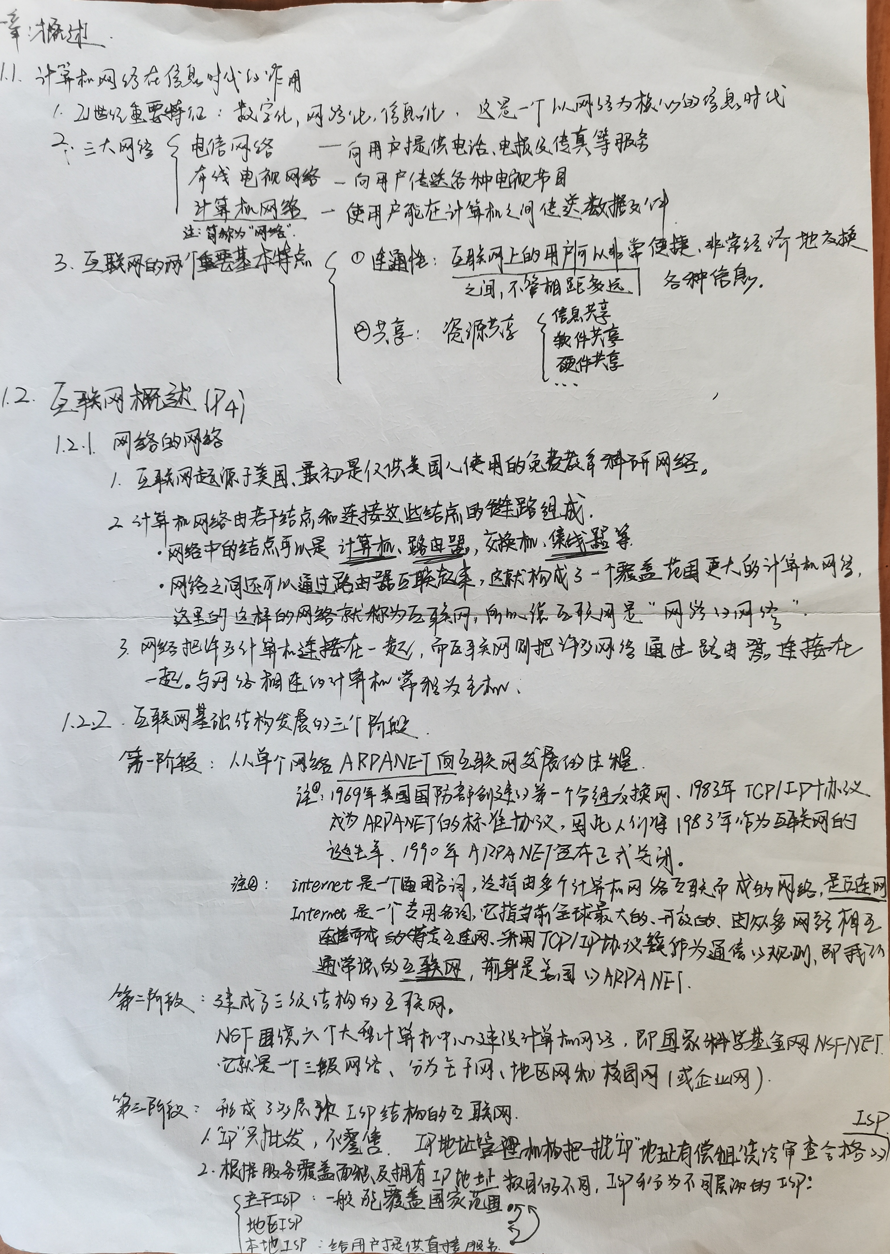 计算机网络第七版谢希仁第一章概述读书笔记手写版