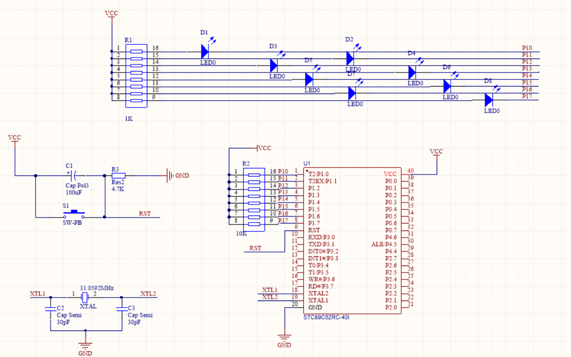 流水灯pcb布线图片