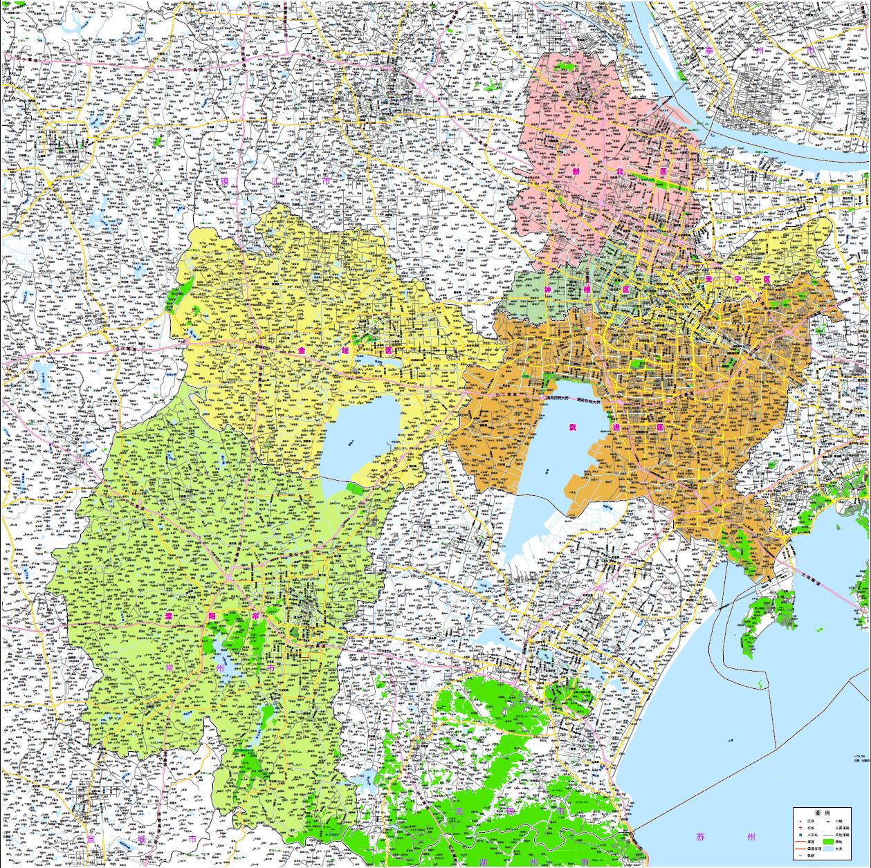 常州市行政地图矢量高清pdf区划彩色大图cdr或ai2020年