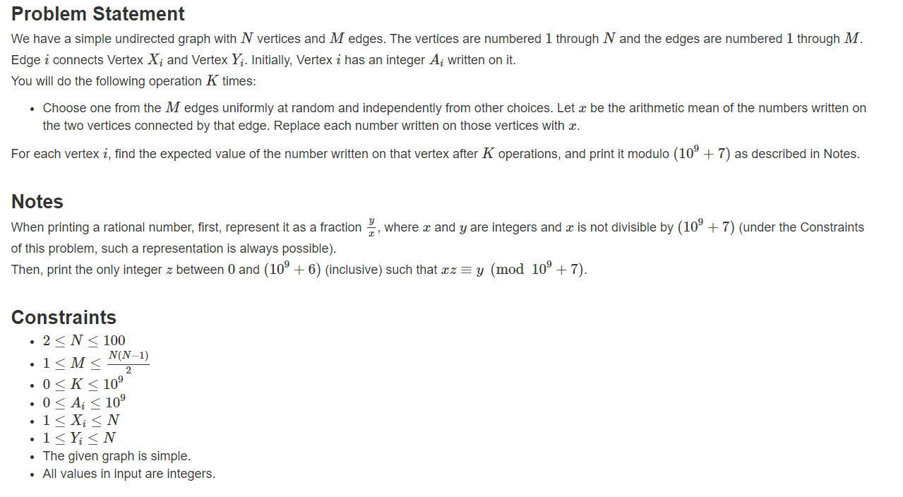 Atcoder Beginner Contest 199 F Graph Smoothing 图的邻接矩阵幂的意义 数学期望 矩阵快速幂 繁凡さん的博客 程序员宅基地 程序员宅基地