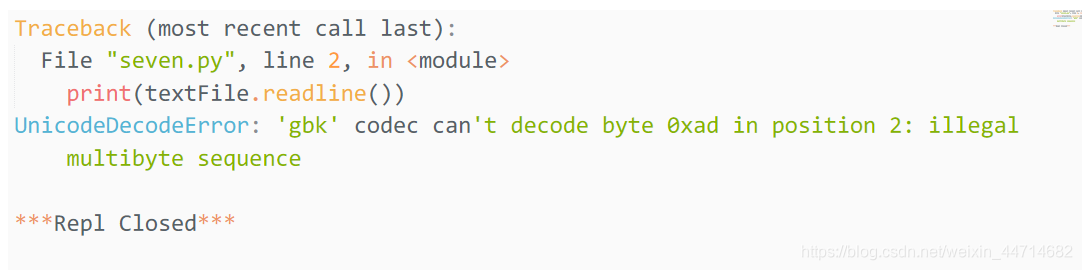 gbkcodeccantdecodebyte0xadinposition2illegalmultibytesequence