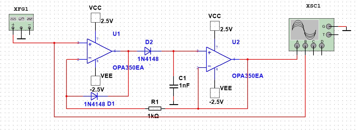 如图所示为一种由同相运算放大器构成的峰值检波电路.
