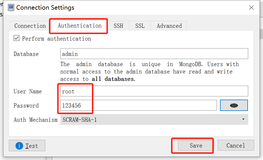 切换到Authentication，填写User name和Password，并保存